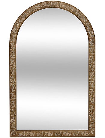Miroir mural arche bois gravé motifs végétaux ETHEL