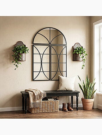 Miroir mural aspect verrière style classique 3 pièces
