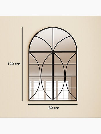 Miroir mural aspect verrière style classique 3 pièces