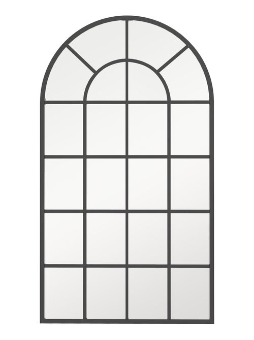 Miroir mural aspect verrière style classique chic métal noir verre noir - Kiabi