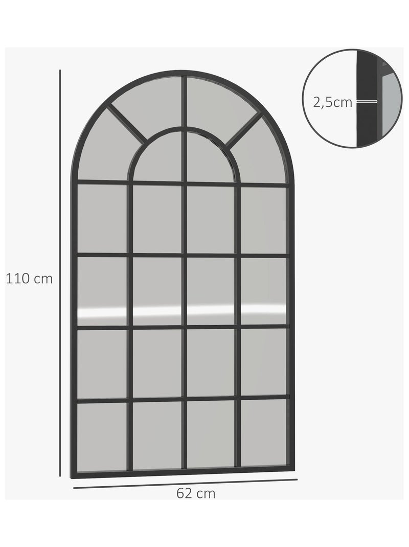 Miroir mural aspect verrière style classique chic métal noir verre noir Noir - Kiabi