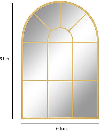 Miroir mural aspect verrière style classique chic métal verre