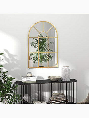 Miroir mural aspect verrière style classique chic métal verre