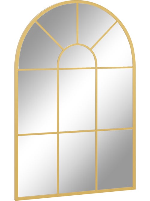 Miroir mural aspect verrière style classique chic métal verre - Kiabi