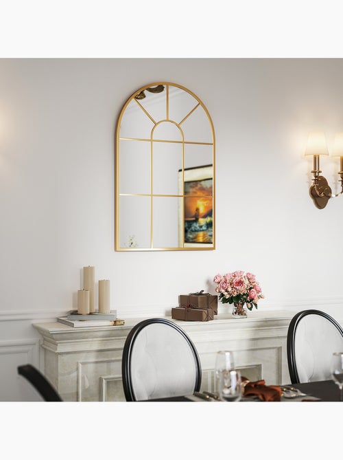 Miroir mural aspect verrière style classique chic métal verre - Kiabi