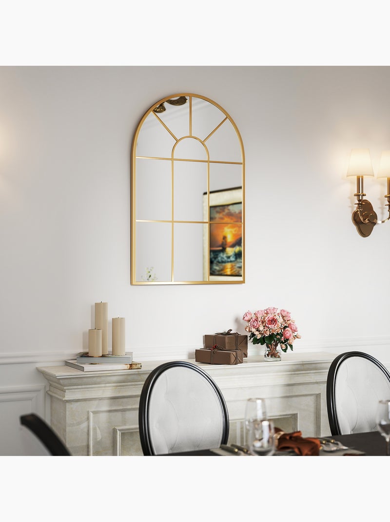 Miroir mural aspect verrière style classique chic métal verre Jaune - Kiabi