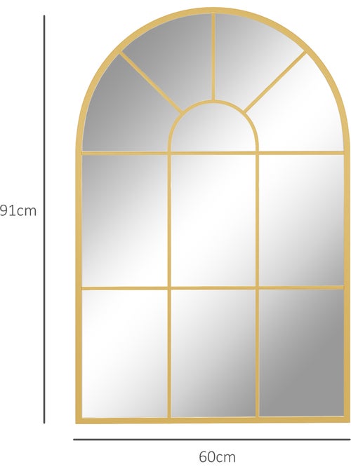 Miroir mural aspect verrière style classique chic métal verre - Kiabi