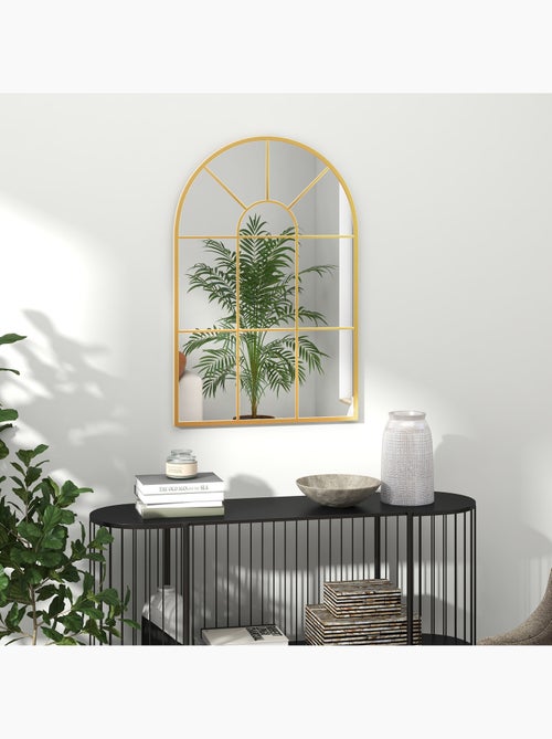 Miroir mural aspect verrière style classique chic métal verre - Kiabi