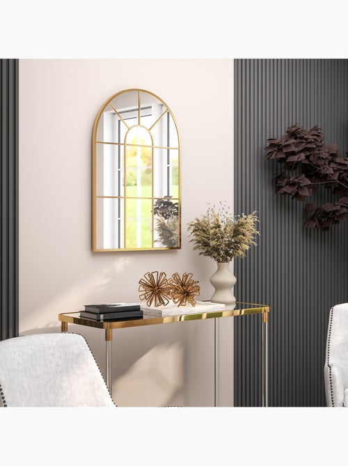 Miroir mural aspect verrière style classique chic métal verre - Kiabi