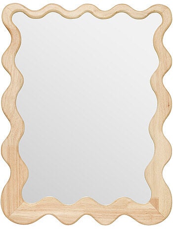 Miroir mural cadre bois effet vague brooke
