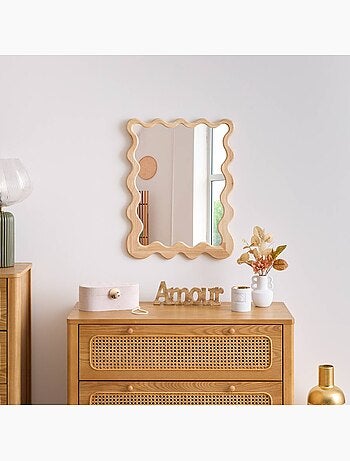 Miroir mural cadre bois effet vague brooke