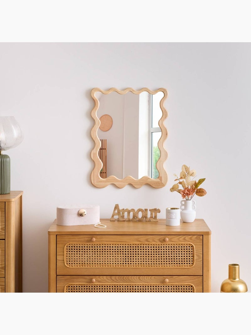 Miroir mural cadre bois effet vague BROOKE Beige - Kiabi