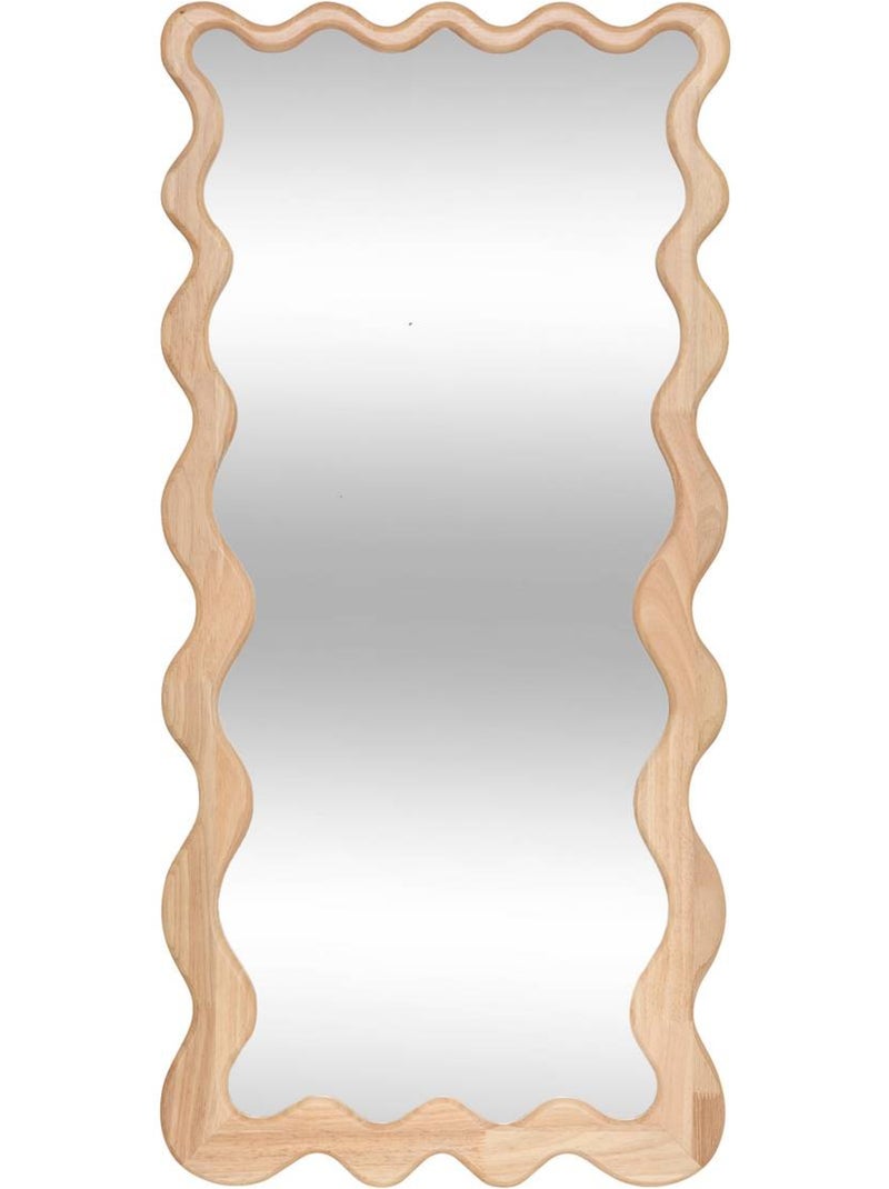 Miroir mural cadre en bois effet vague BROOKE Beige - Kiabi
