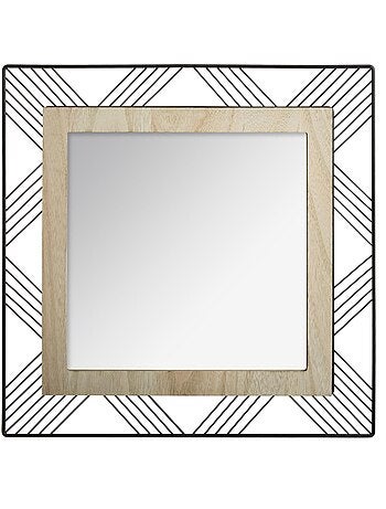 Miroir mural carré bois et métal JOE