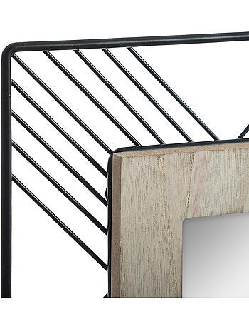 Miroir mural carré bois et métal JOE