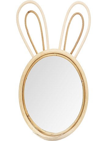 Miroir mural enfant en forme de lapin en rotin