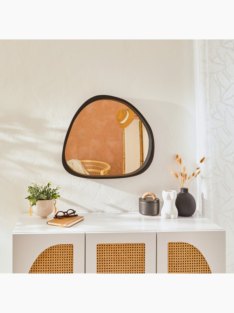 Miroir mural forme organique bois teinté WAYNE Noir - Kiabi