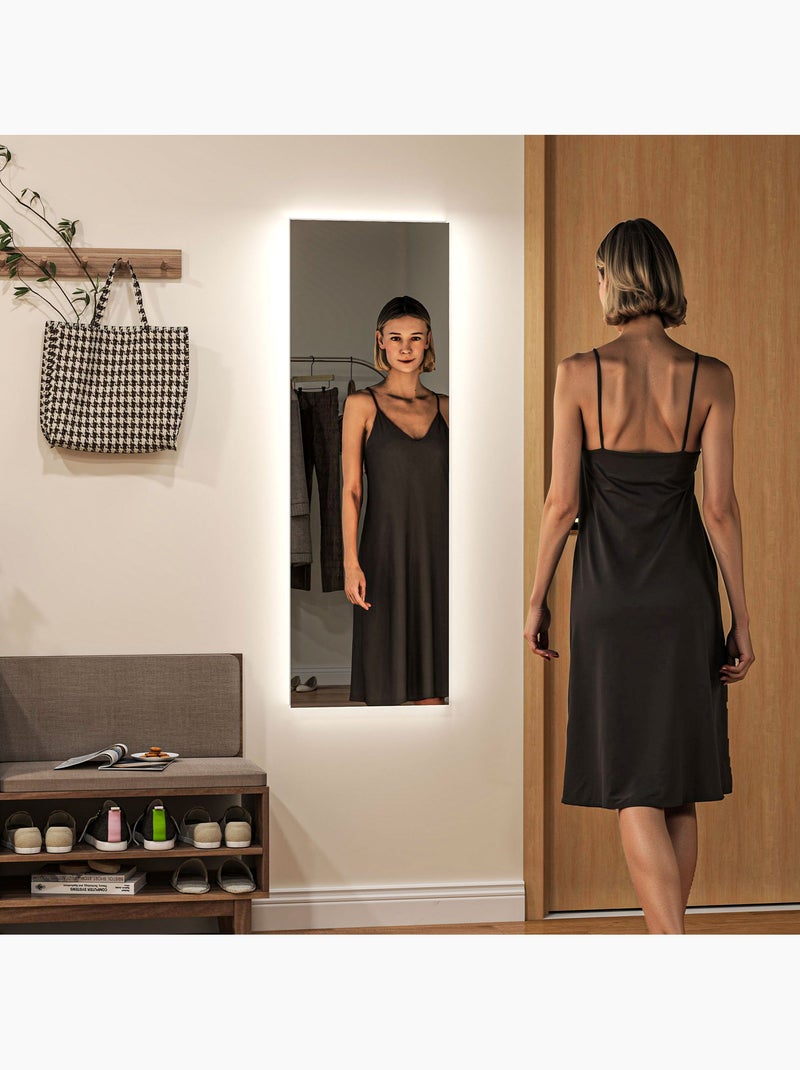 Miroir mural led dim. 40l x 120h cm - miroir led réglable tactile Gris - Kiabi