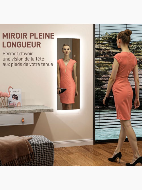 Miroir mural led dim. 40l x 120h cm - miroir led réglable tactile - Kiabi