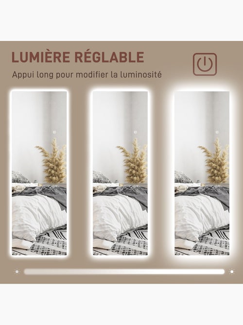 Miroir mural led dim. 40l x 120h cm - miroir led réglable tactile - Kiabi