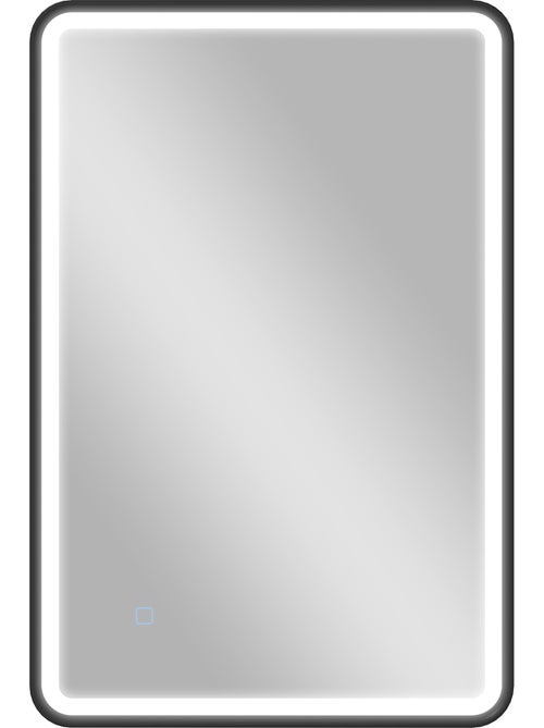 Miroir mural led tactile réglable 44w fonction antibuée 60 x 90 cm alu noir - Kiabi