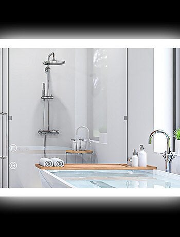 Miroir mural lumineux LED de salle de bain 70L x 50l cm transparent