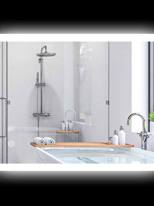 Miroir mural lumineux LED de salle de bain 70L x 50l cm transparent - Kiabi