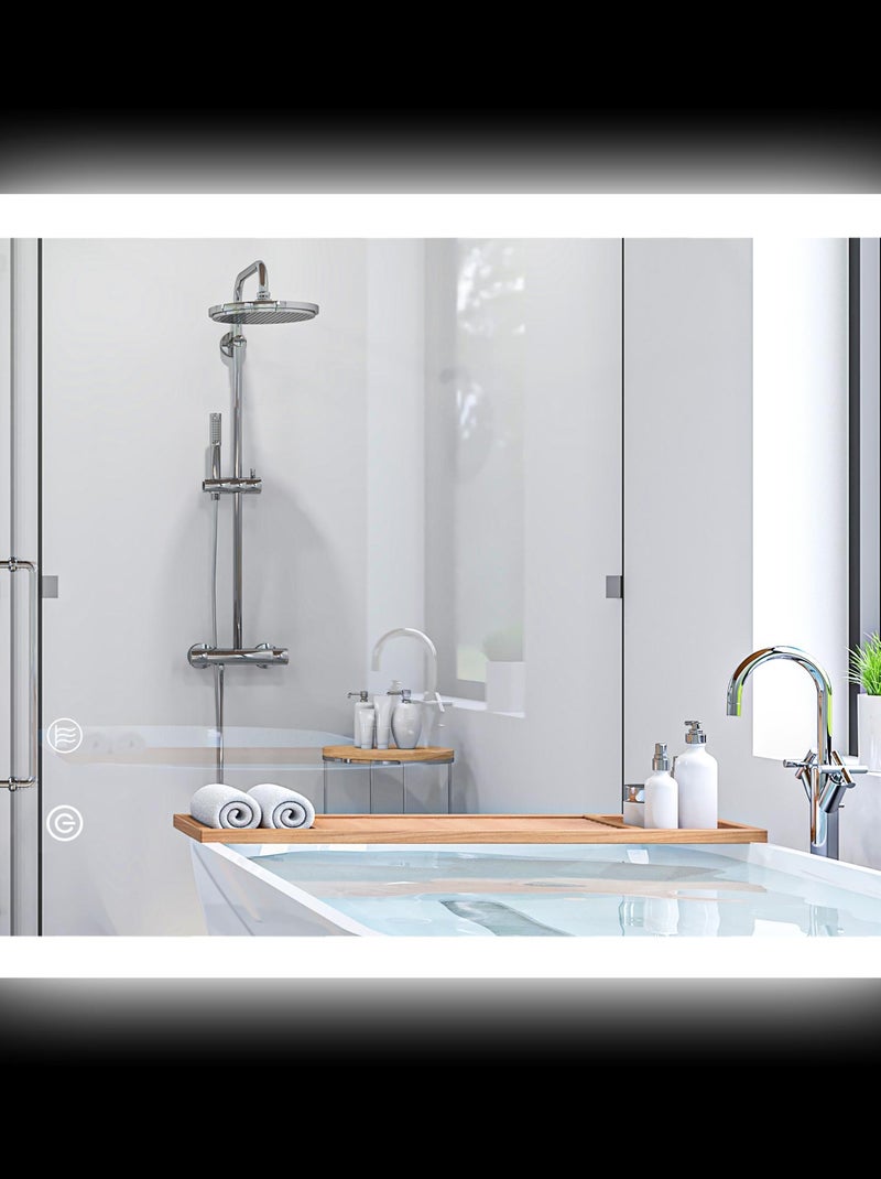 Miroir mural lumineux LED de salle de bain 80 x 60 cm transparent Gris - Kiabi