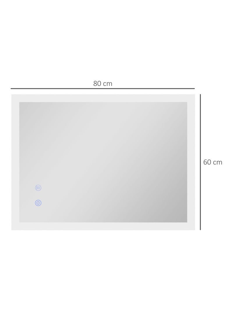 Miroir mural lumineux LED de salle de bain 80 x 60 cm transparent Gris - Kiabi