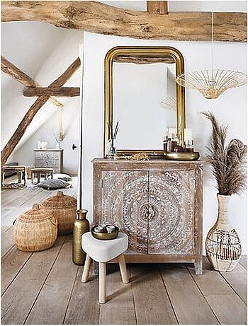 Miroir mural moderne en bois de paulownia ADELE