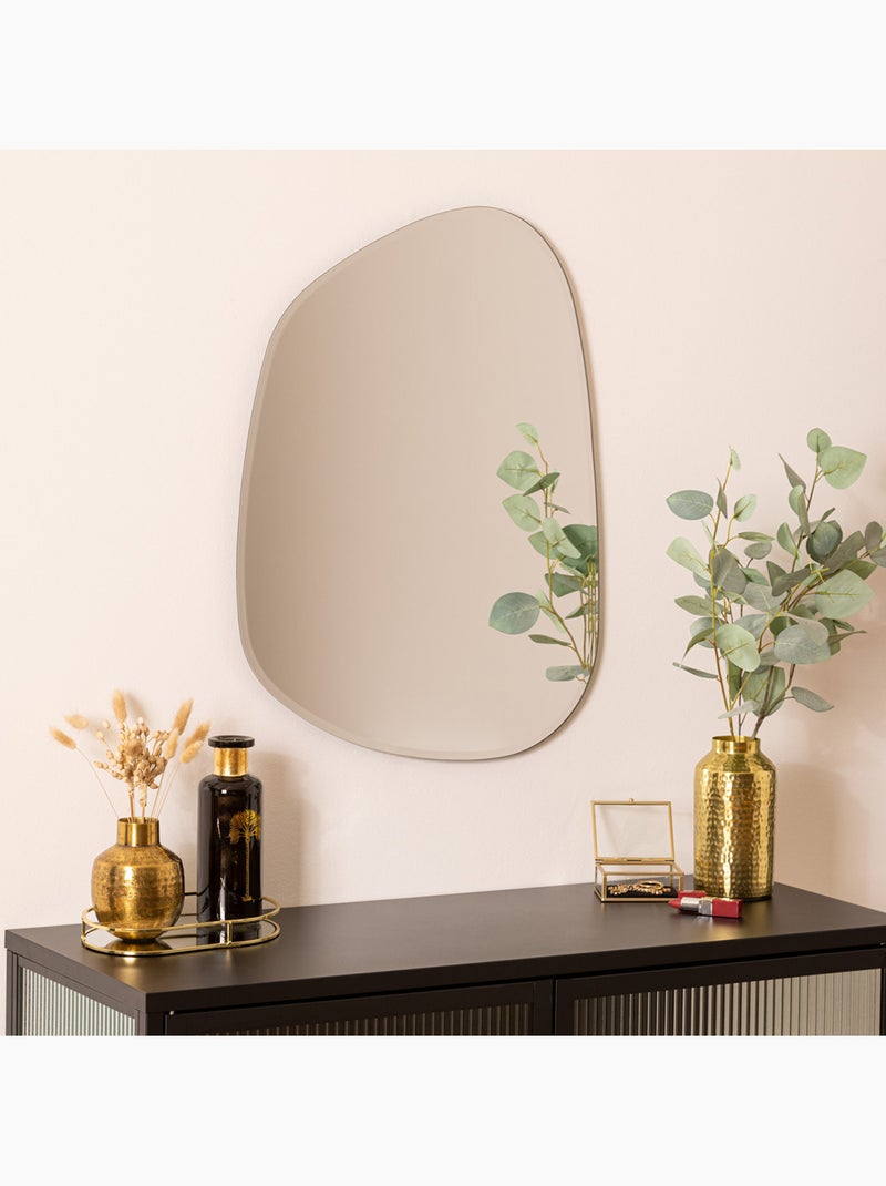 Miroir mural organique biseauté 68cm AIDAN Argent - Kiabi