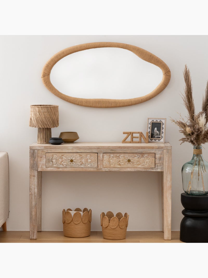 Miroir mural organique en corde tressée 114cm LAIA Beige - Kiabi