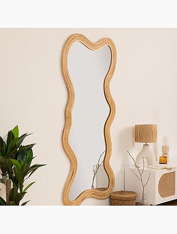 Miroir mural organique rotin 179x86cm MAGGIE