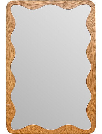 Miroir mural rectangulaire cadre bois effet vague TINNY