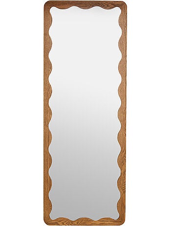 Miroir mural rectangulaire grand format cadre bois effet vague TINNY