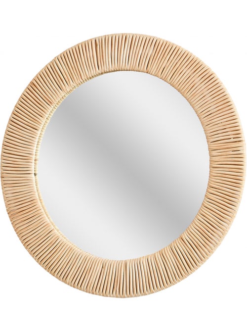 Miroir mural rond 40 cm cadre texturé beige naturel certifié FSC – Future Home - Kiabi Miroir mural rond 40 cm cadre texturé beige naturel certifié FSC – Future Home - Kiabi