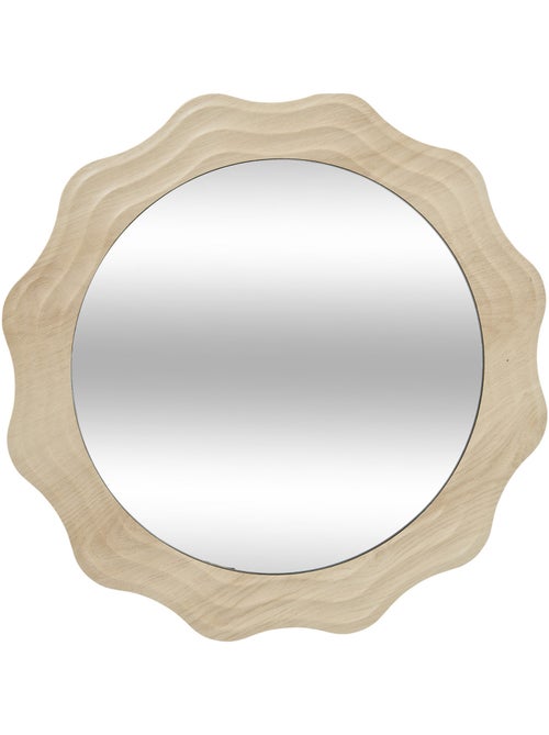 Miroir mural rond cadre bois ondulé CHARLIE - Kiabi