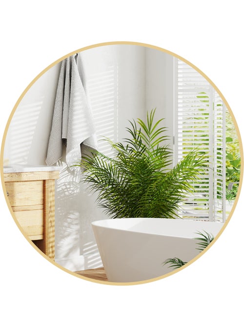 Miroir mural rond dia. 70 cm cadre métal doré - Kiabi