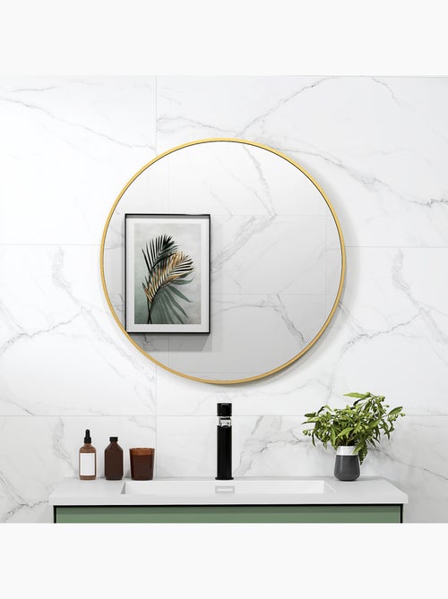 Miroir mural rond dia. 70 cm cadre métal doré - Kiabi