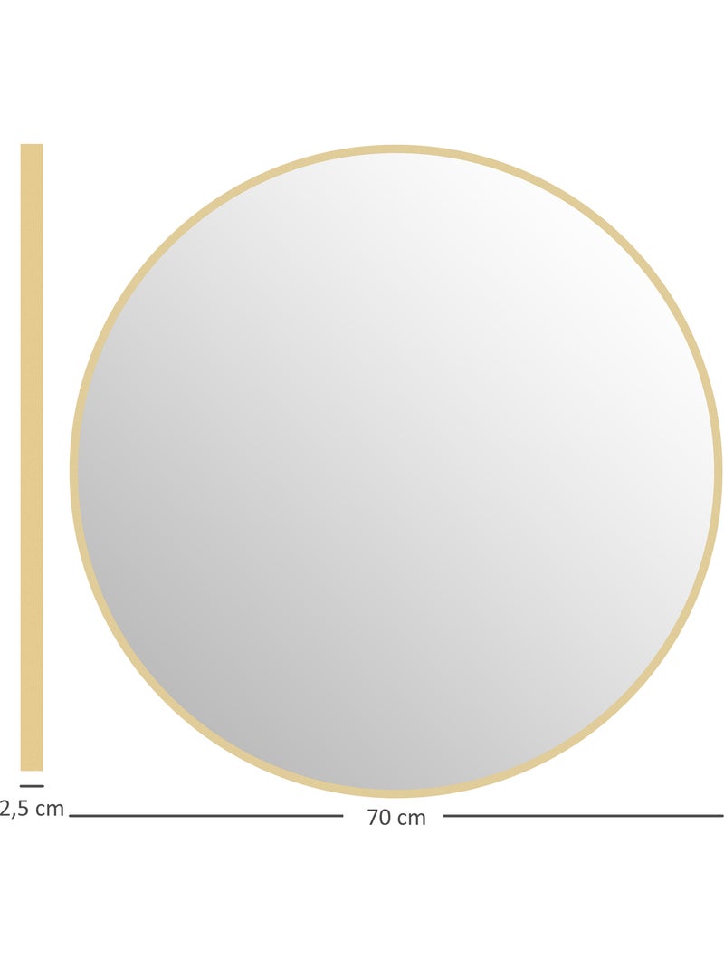 Miroir mural rond dia. 70 cm cadre métal doré Jaune - Kiabi