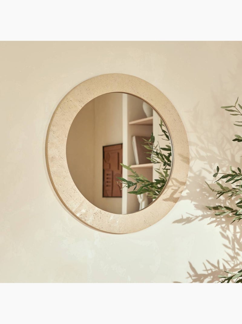 Miroir mural rond effet travertin ANAYA Beige - Kiabi