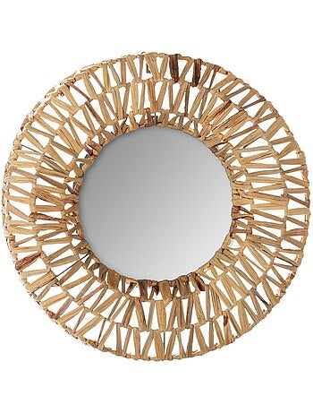 Miroir mural rond tressé