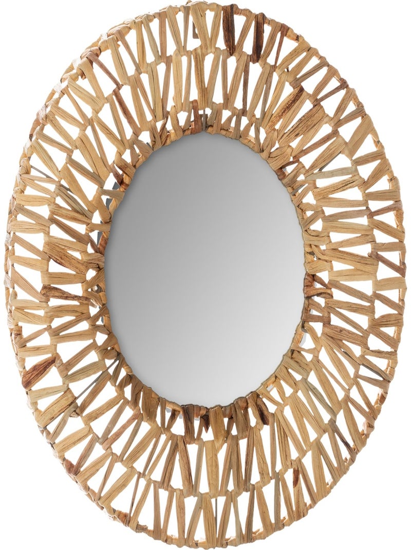 Miroir mural rond tressé Beige - Kiabi
