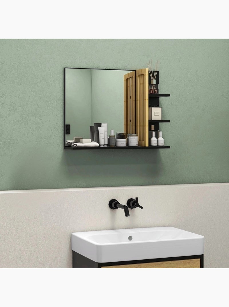 Miroir mural salle de bain avec étagères Noir - Kiabi