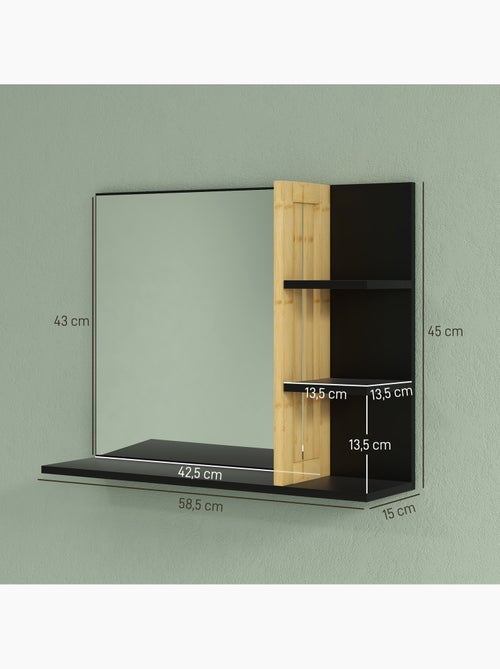 Miroir mural salle de bain avec étagères - Kiabi