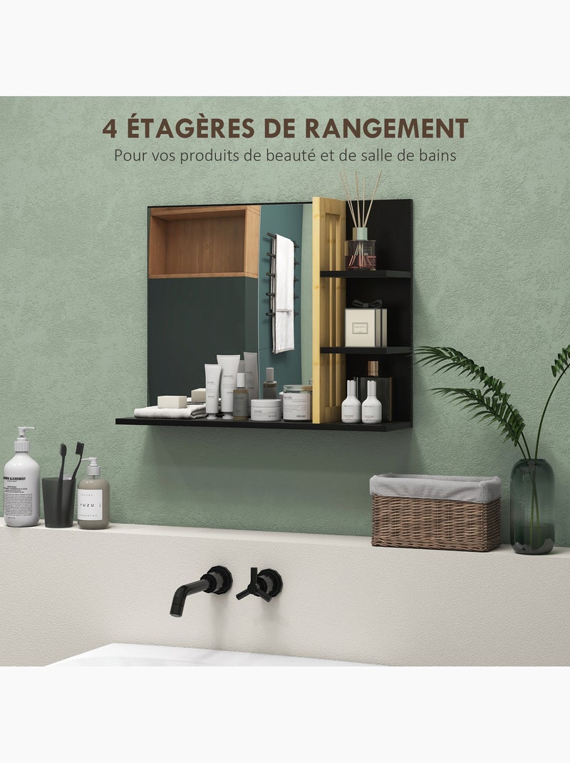 Miroir mural salle de bain avec étagères Noir - Kiabi