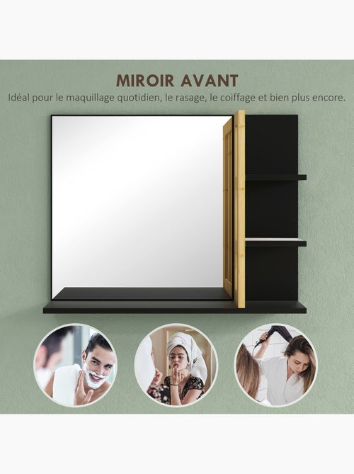 Miroir mural salle de bain avec étagères - Kiabi