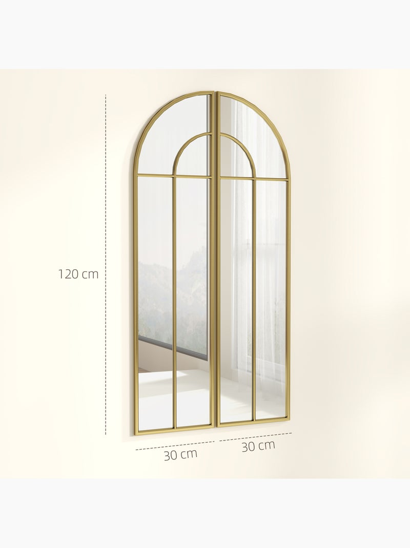 Miroir mural style verrière dim. Panneau 30 x 120 cm métal doré verre Jaune - Kiabi