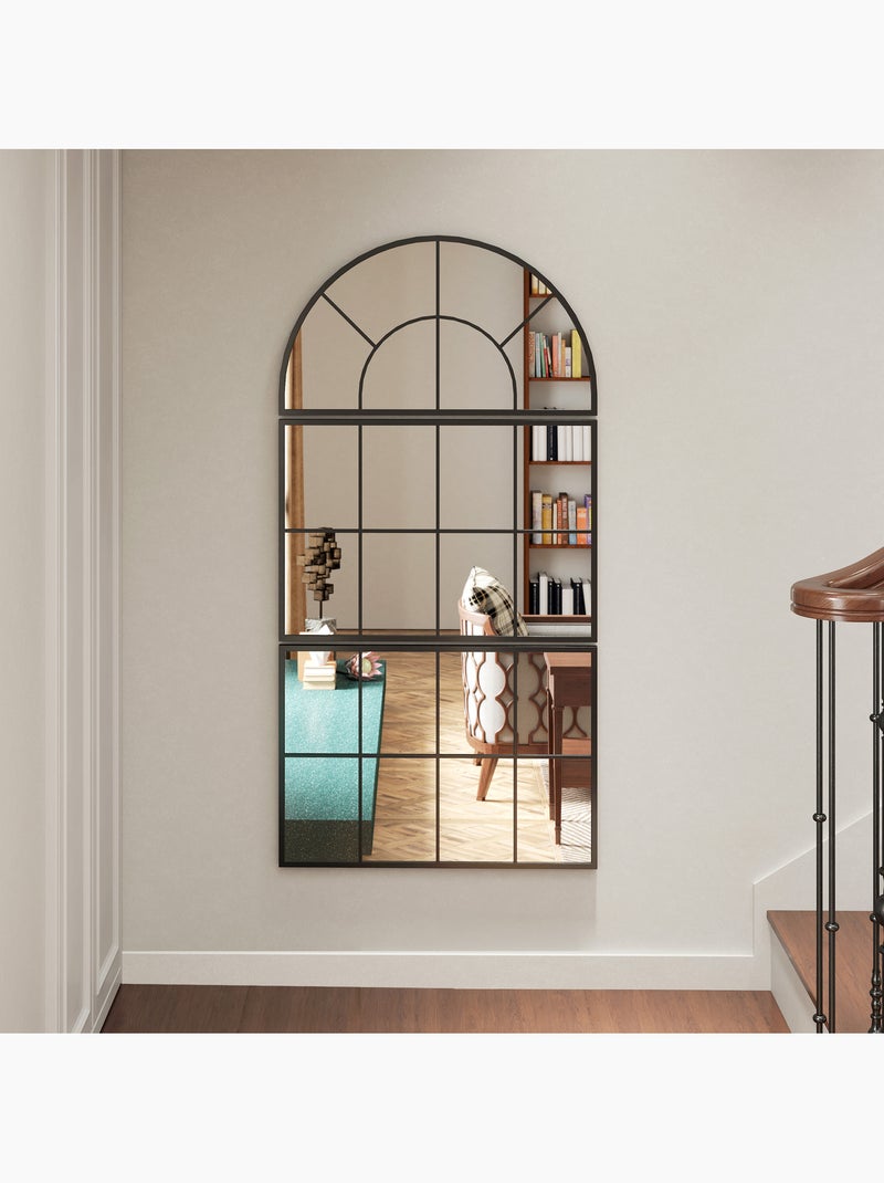 Miroir mural verrière 3 pièces Noir - Kiabi