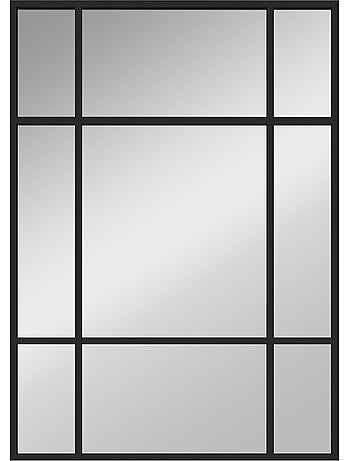 Miroir mural verrière rectangulaire - 4 crochets - 70 x 50 cm - métal